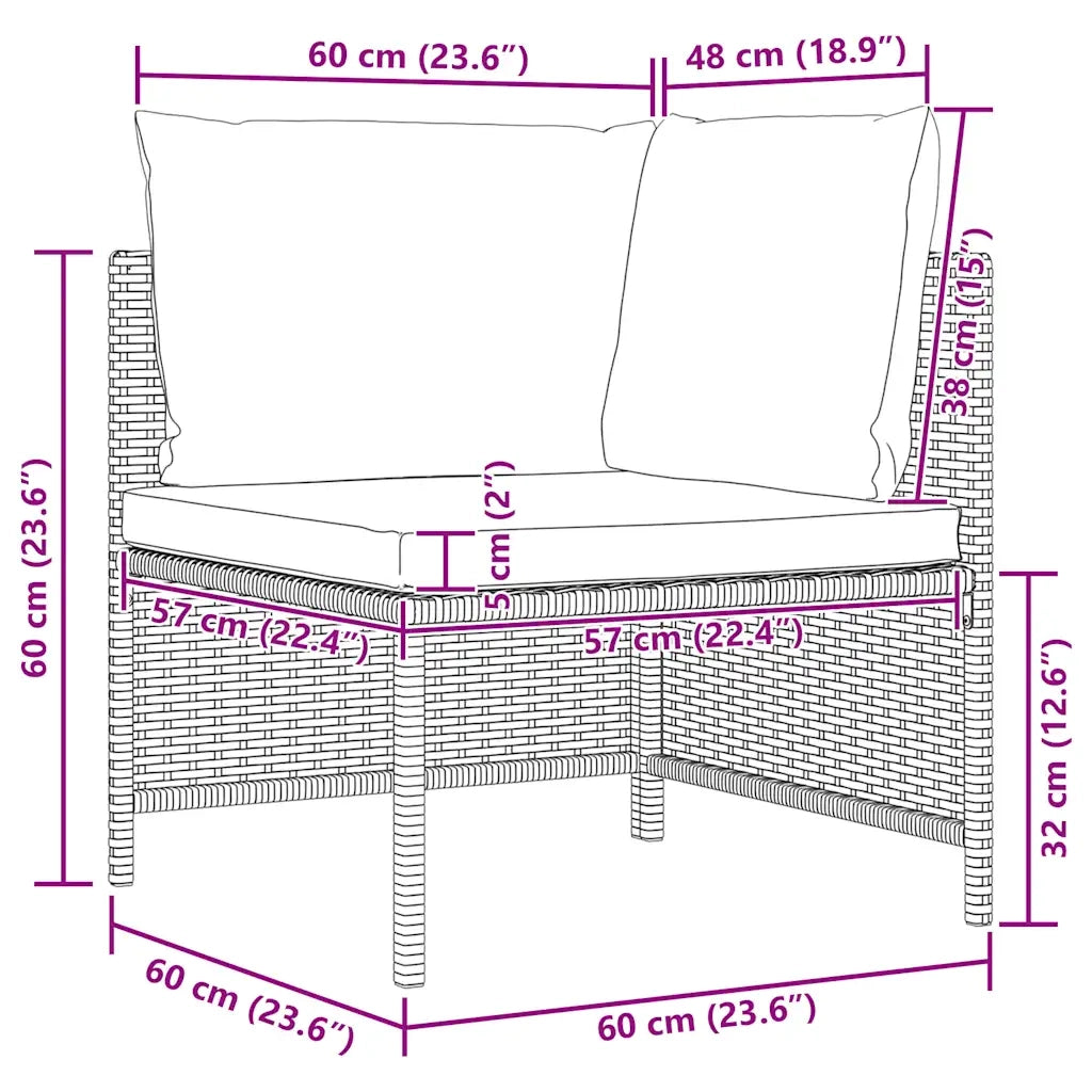 Divano da Giardino a 2 Posti con Cuscini Nero in Polyrattan 313512