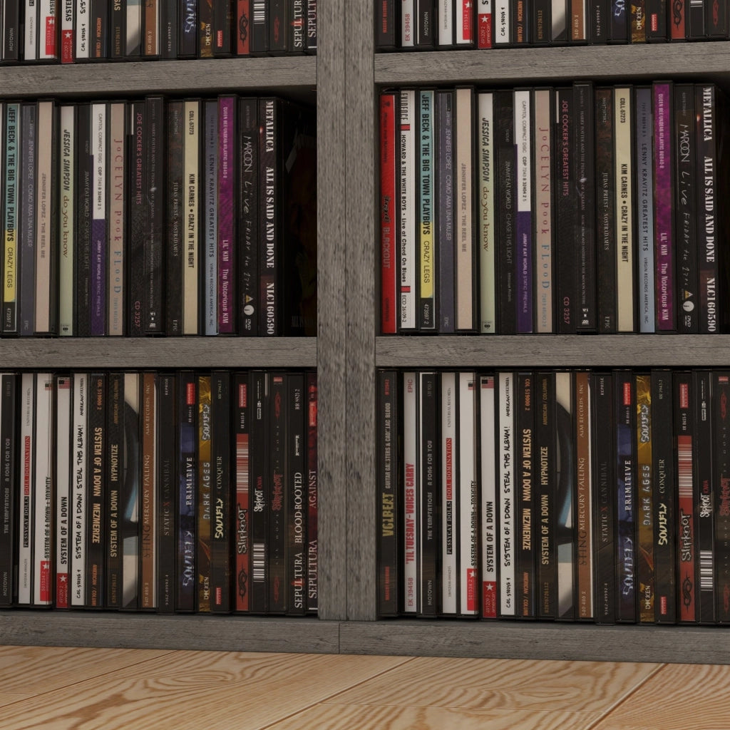 Set 2 Pezzi Mobile Libreria Porta CD 21x22,5x88,5 cm Grigio
