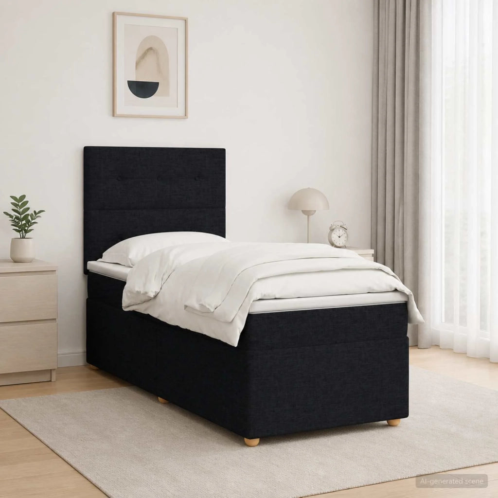 Letto box spring con materasso Nero 80 x 200 cm Tessuto 3455219