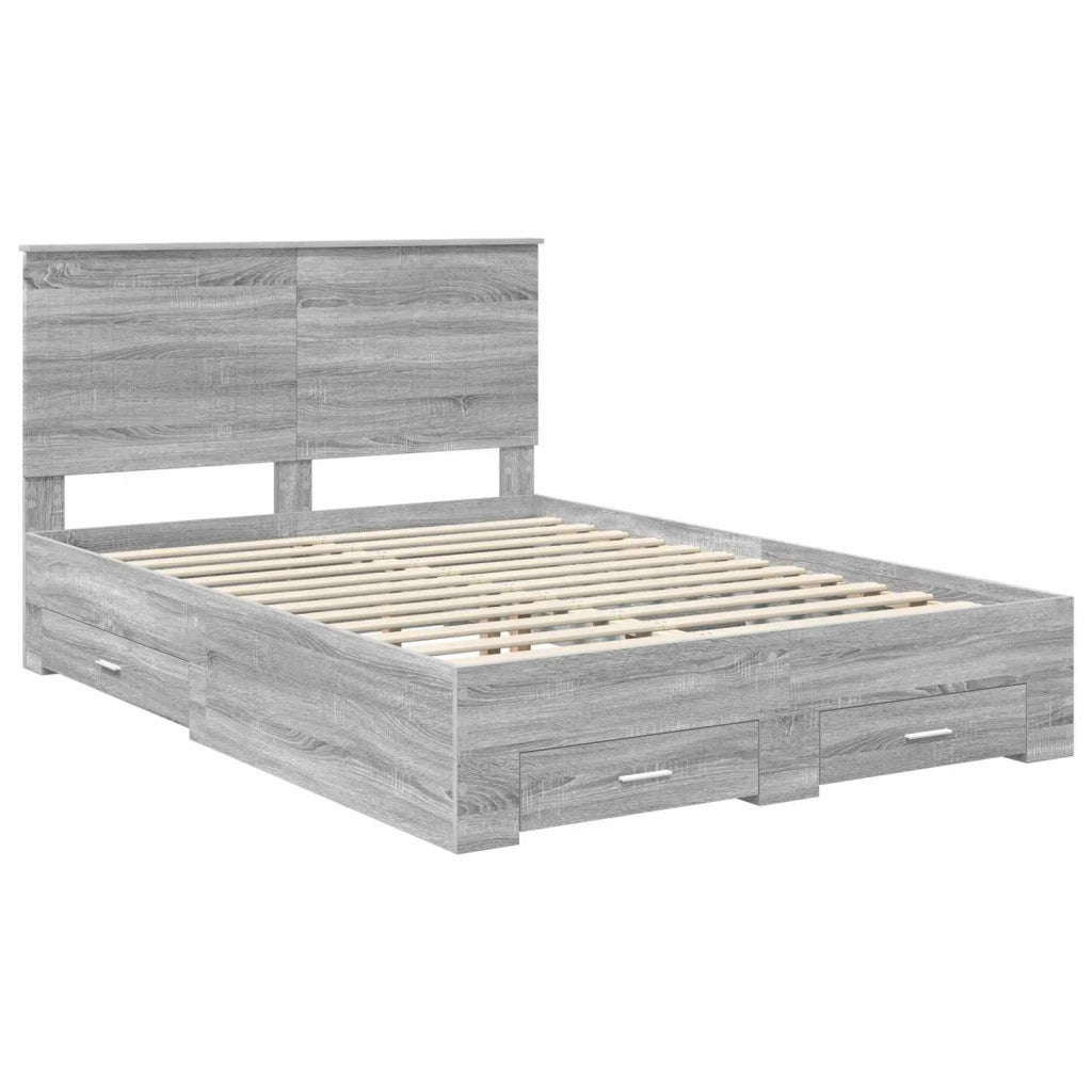 Struttura del letto con testiera Grigio Sonoma 135 x 190 cm 3411319