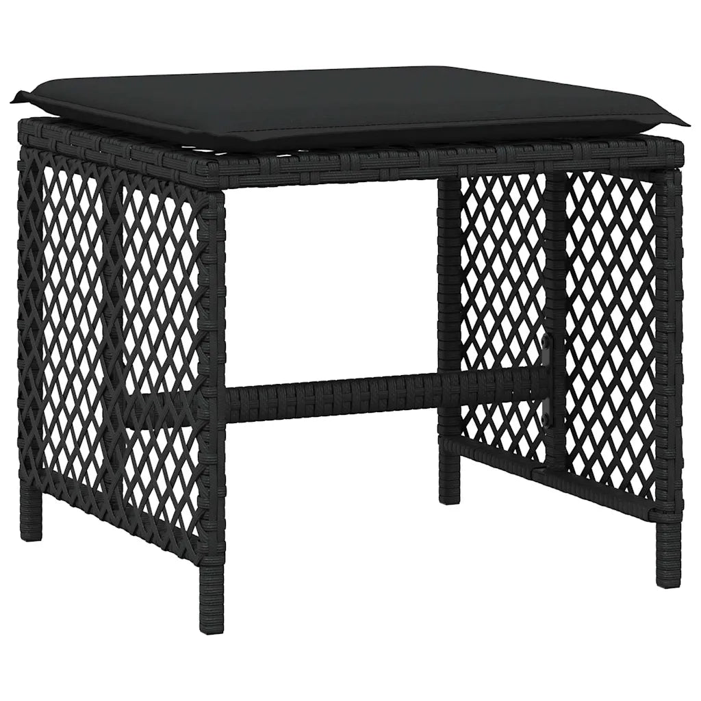 Set da Pranzo da Giardino 17 pz con Cuscini Nero in Polyrattan 3210823