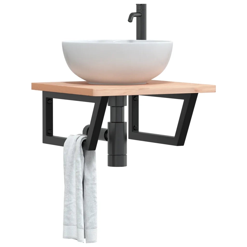 Reggimensole per Lavabo 2 pz Nere Trapezio in Acciaio CFW4490737