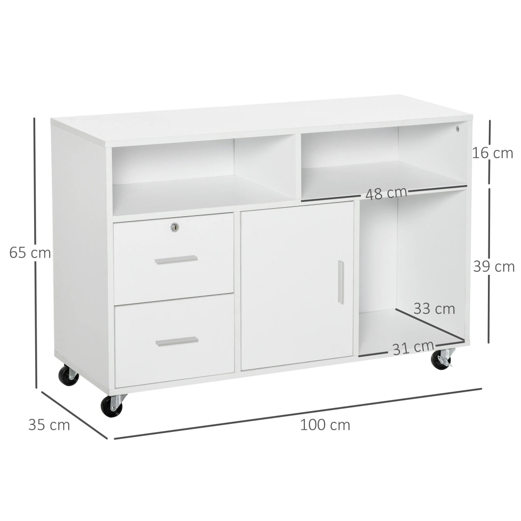 Scrivania con Cassetti e Ripiani ¨C Minimal ¨C Bianco 100x35x65 cm