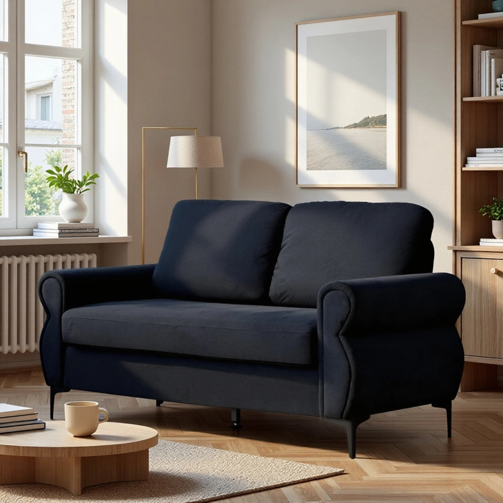 Divano 2 Posti Compatto ¨C MINIMAL ¨C Tessuto Nero