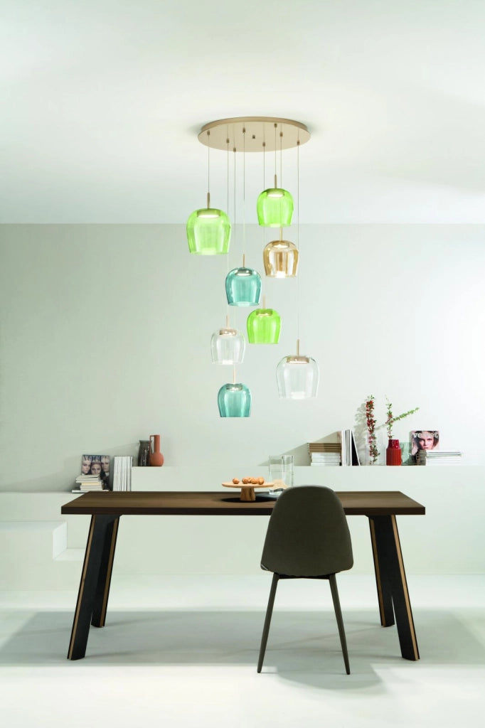 SOSPENSIONE NINA 6 LUCI ORO 3000K 2700LM 45W D.45CM VETRI ACQUISTABILI SEPARATAMENTE