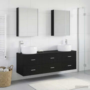 Set di mobili per il bagno 5 pz Rovere Nero 3407008