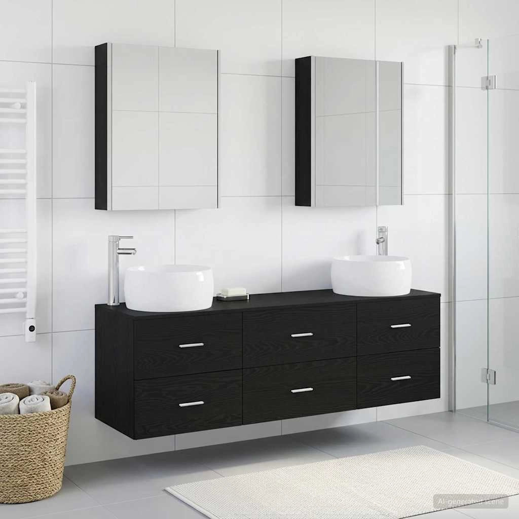 Set di mobili per il bagno 5 pz Rovere Nero 3407008