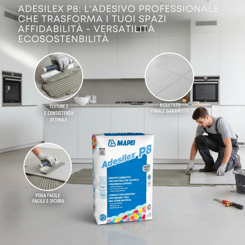 Adesilex p8 grigio adesivo cementizio mapei per piastrelle 25 kg