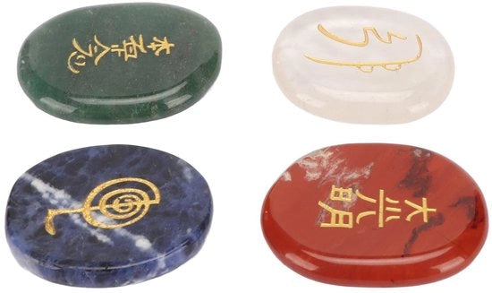 Set di 4 Cristalli Reiki Incisi per Meditazione