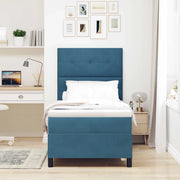 Letto a Sorgente LED con testiera Blu Scuro 80 x 200 cm Tessuto