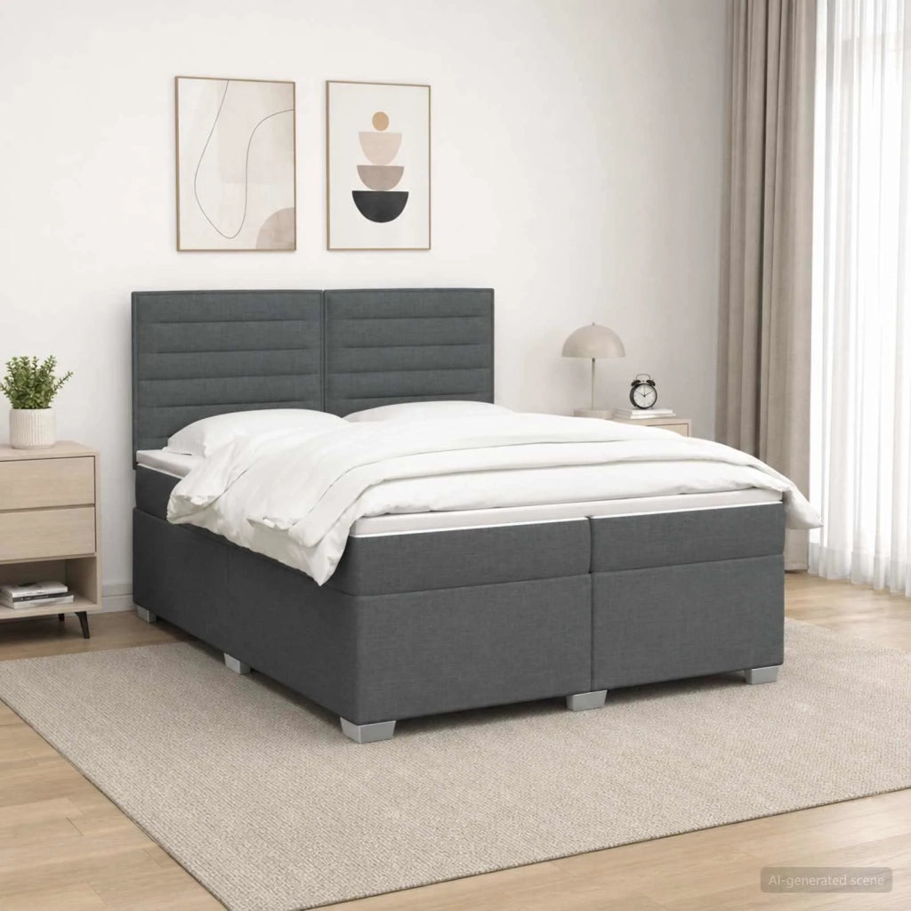 Letto box spring con materasso Grigio Scuro 200 x 200 cm 3454944
