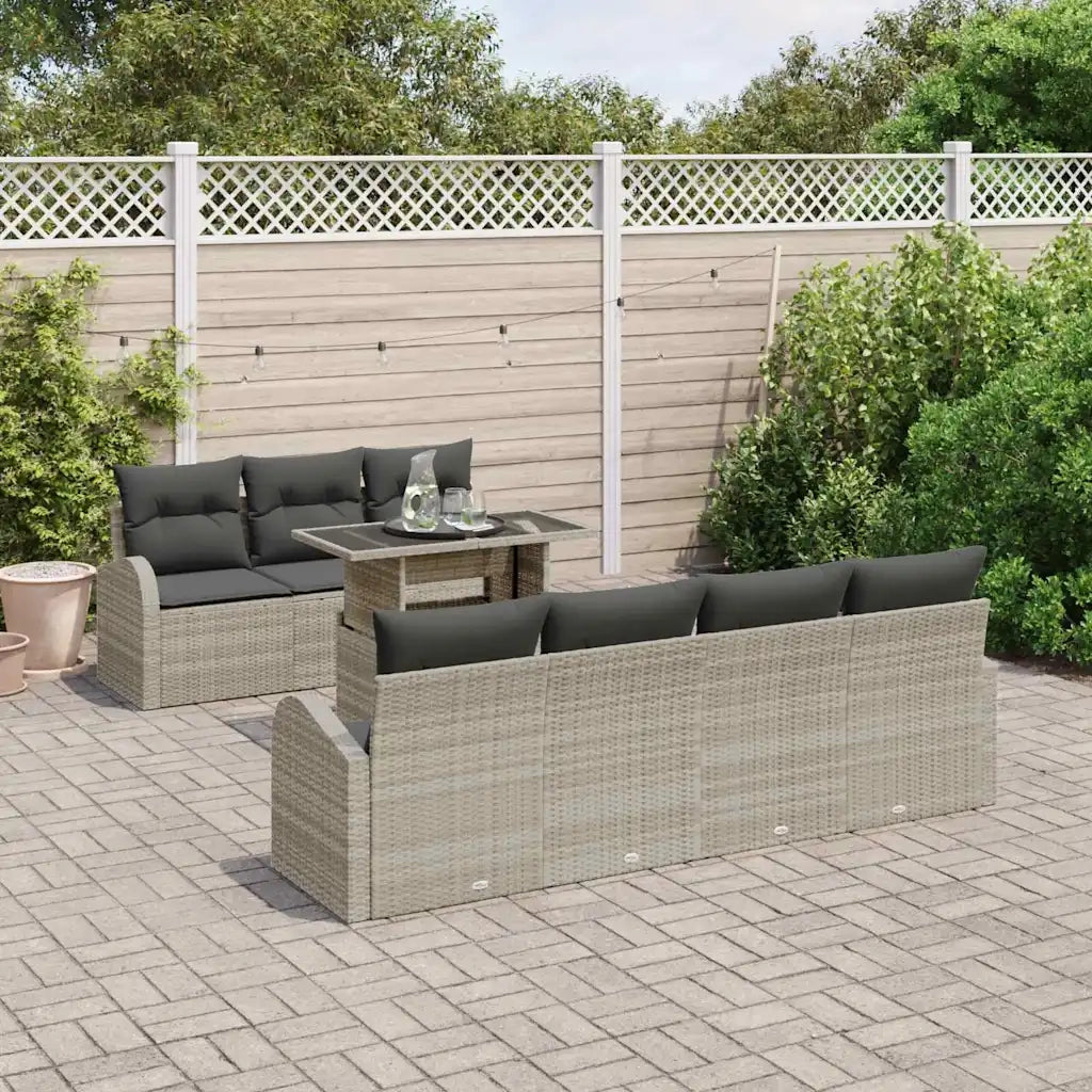 Set Divano da Giardino con cuscino 8 pcs Grigio chiaro