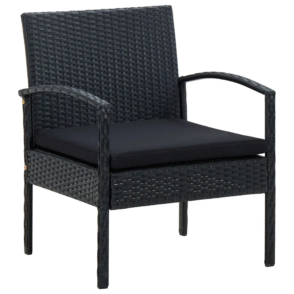 Set Divani da Giardino 4 pz con Cuscini in Polyrattan Nero 45788
