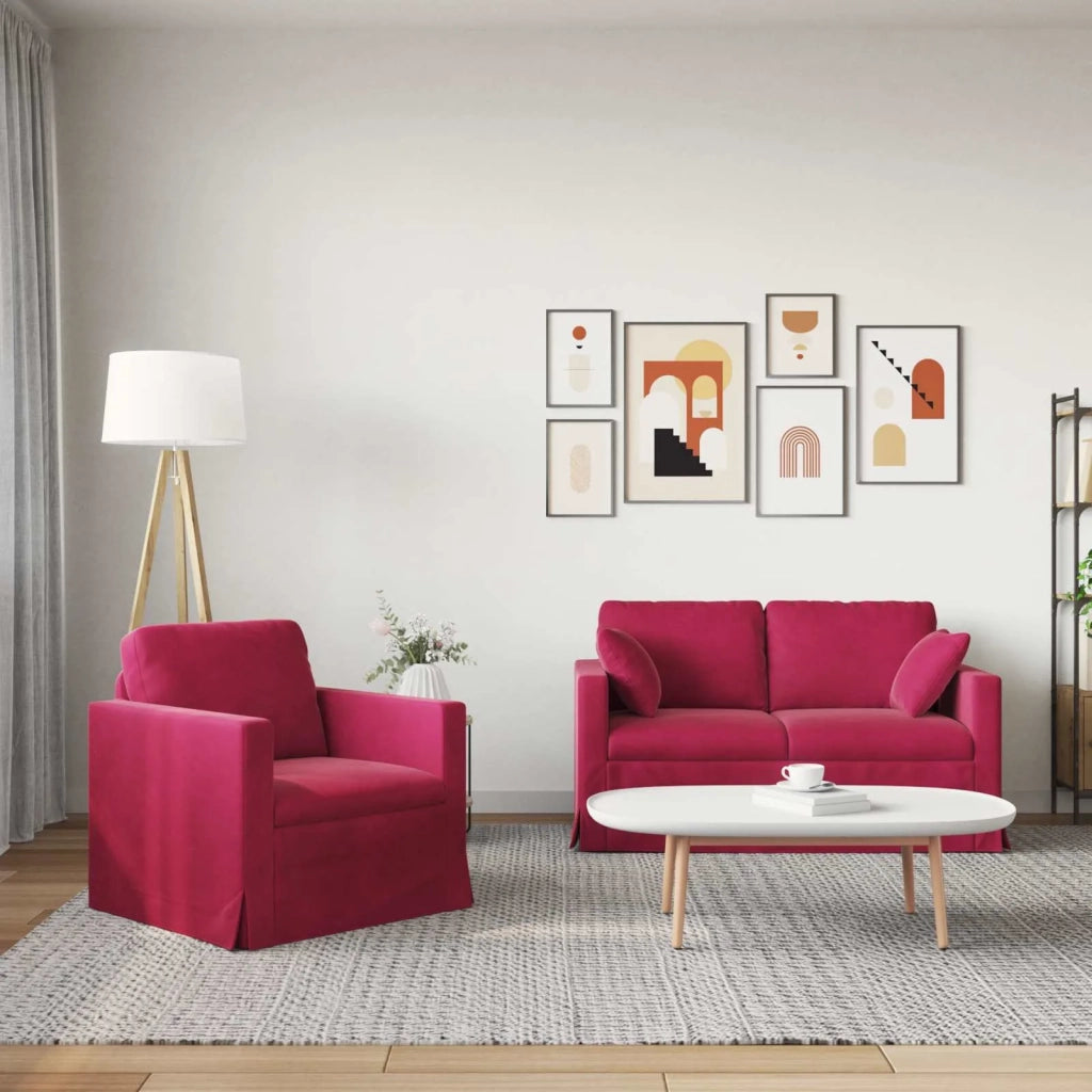 Set di divani 2 pcs Rosso Vino 138 x 78 x 80 cm Velluto 3407512