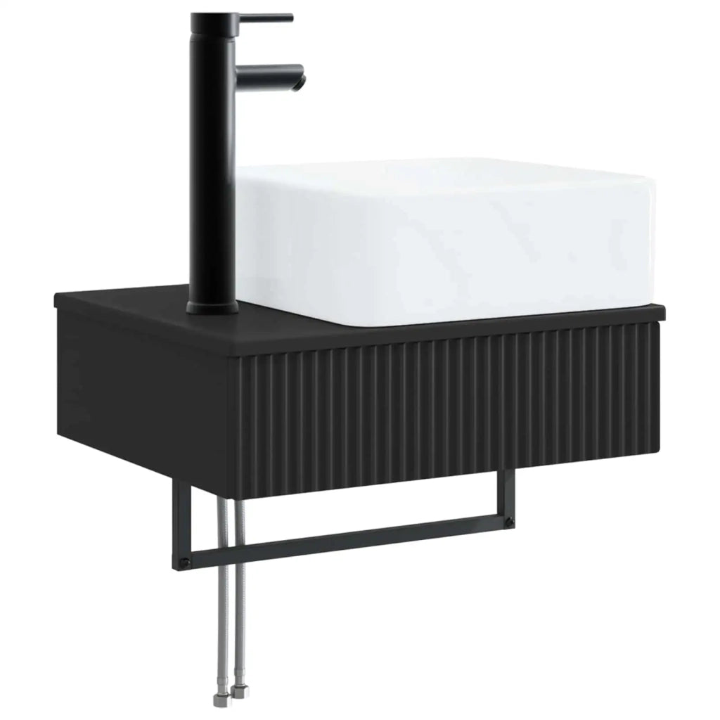 Set di mobili per il bagno 3 pz Nero Legno ingegnerizzato 3405598