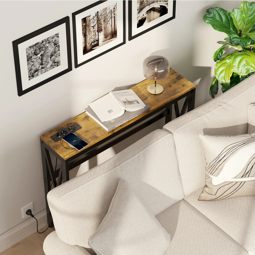Tavolino console a 2 livelli ¨C Minimal ¨C 100x24x75 cm marrone