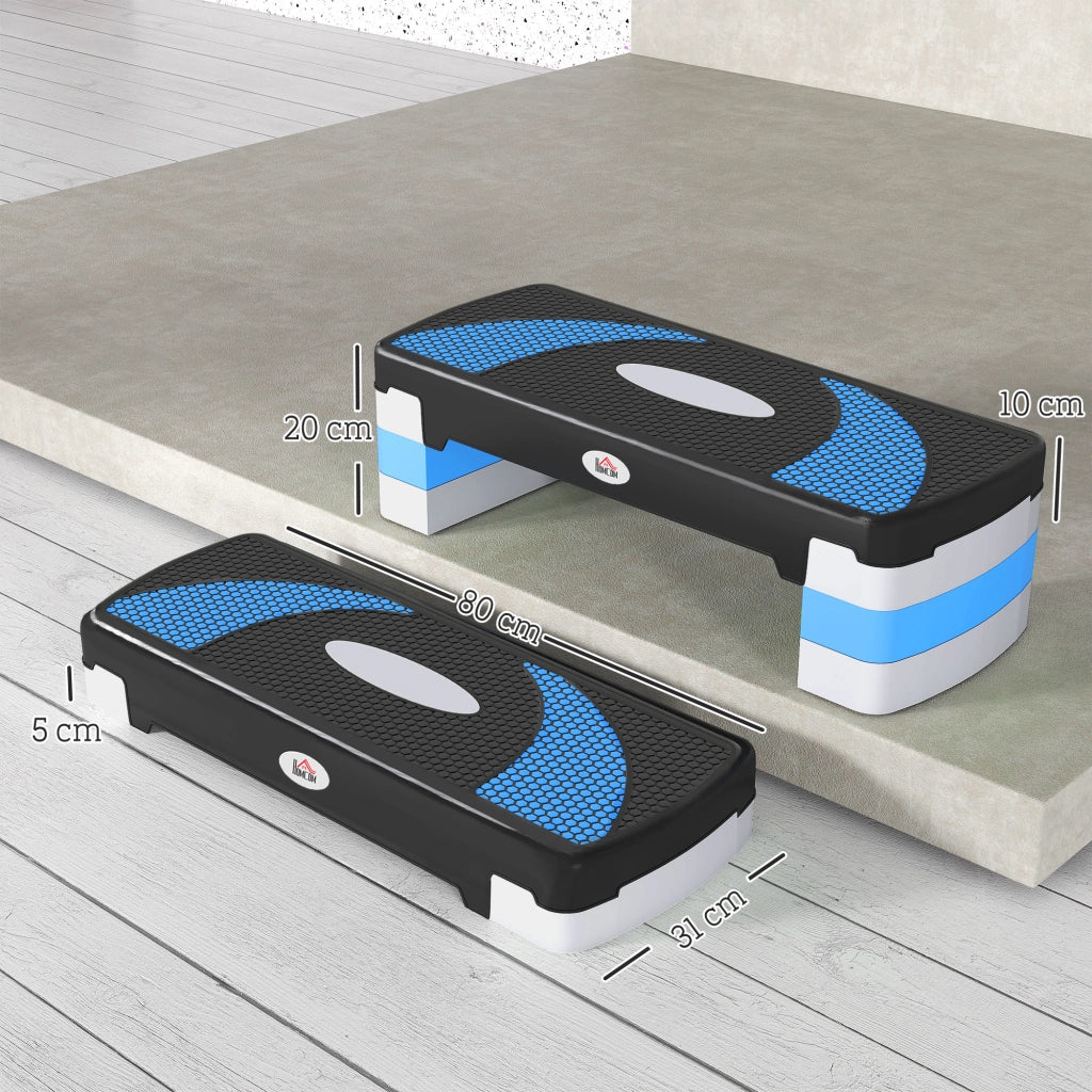 Step Aerobico Regolabile 3 Livelli ¨C Xylo ¨C 80x31x20cm Nero Blu Grigio