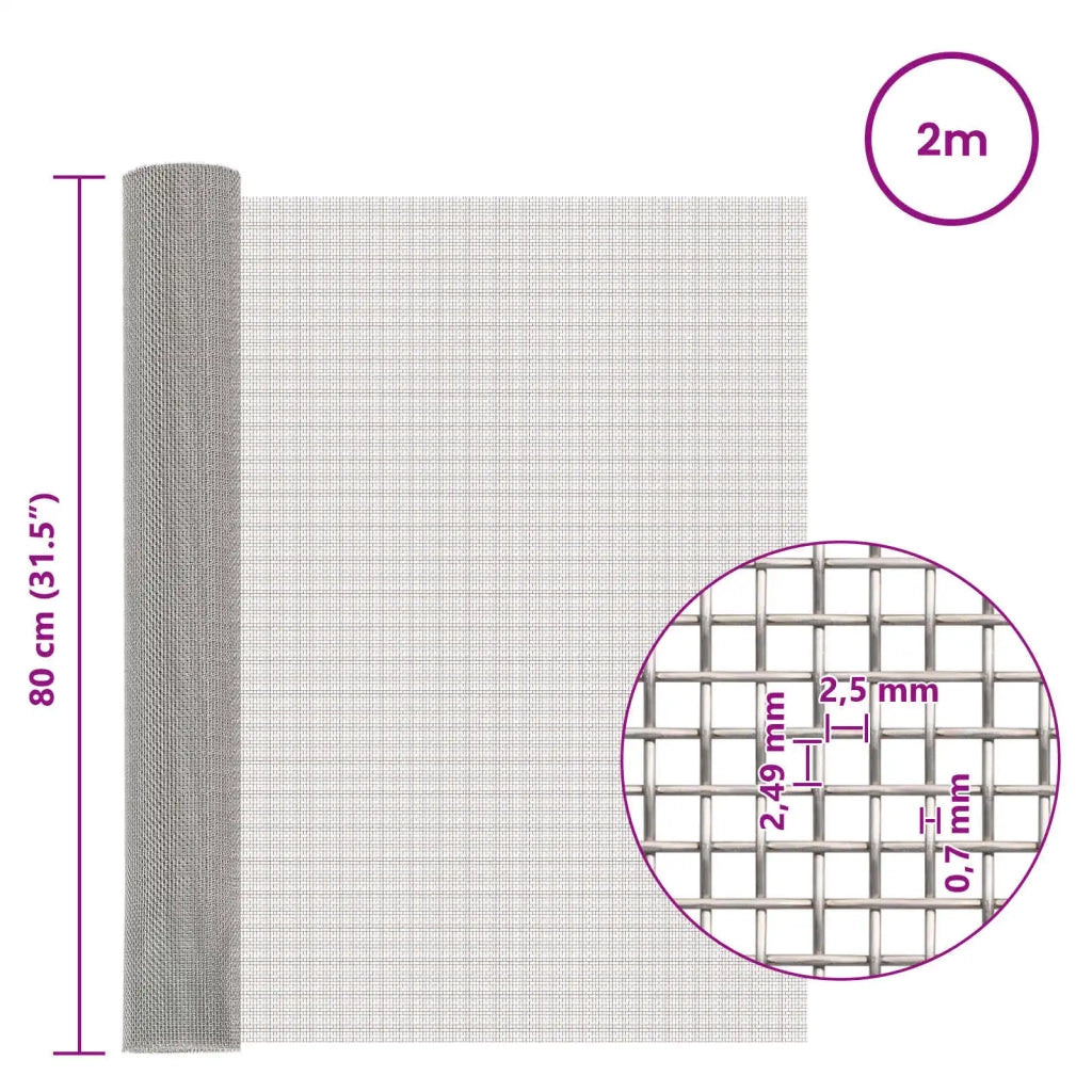 Rete per schermatura 80 x 200 cm 8 Mesh Argento 42039671
