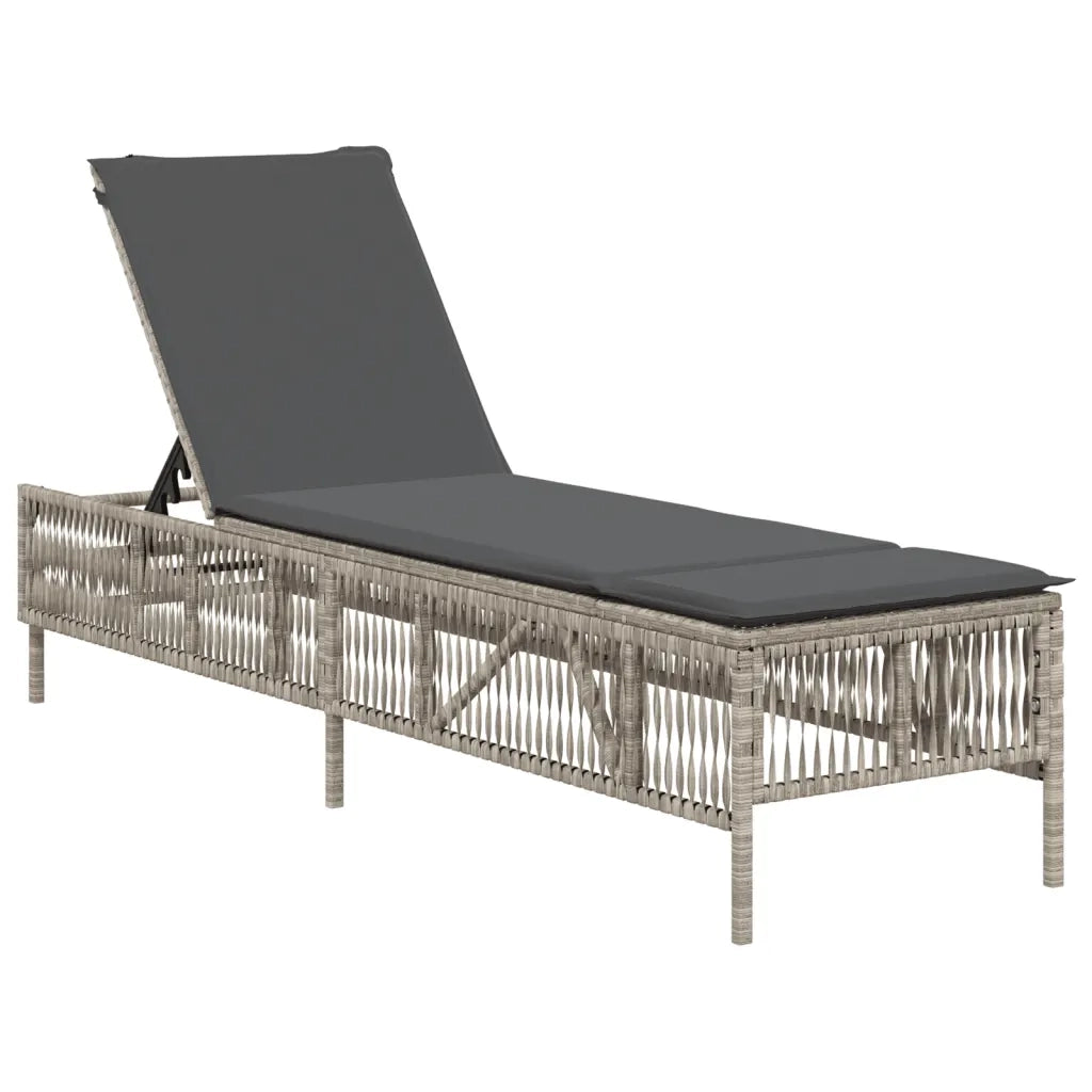 Lettino Prendisole 2 pz con Cuscini Grigio Chiaro in Polyrattan 3261601