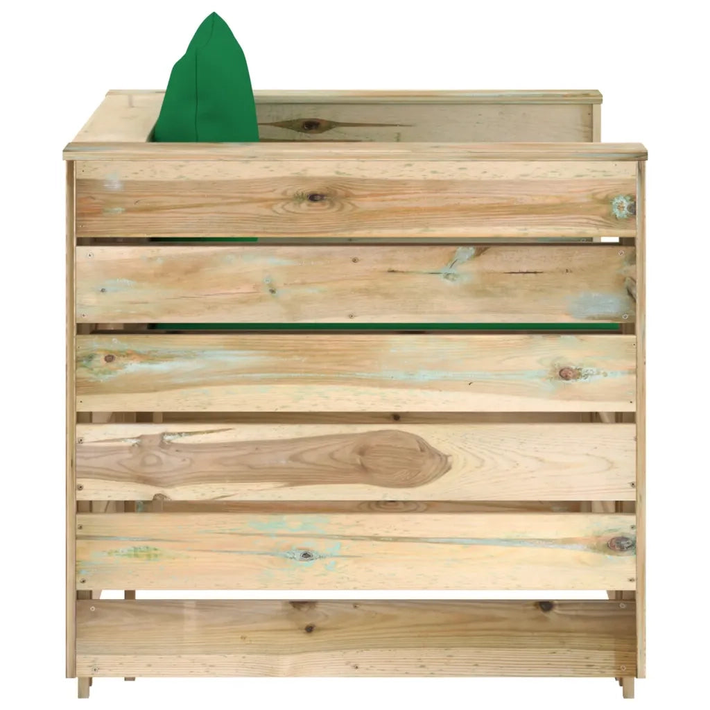 Set Salotto da Giardino 2 pz con Cuscini Legno Impregnato Verde 3074536