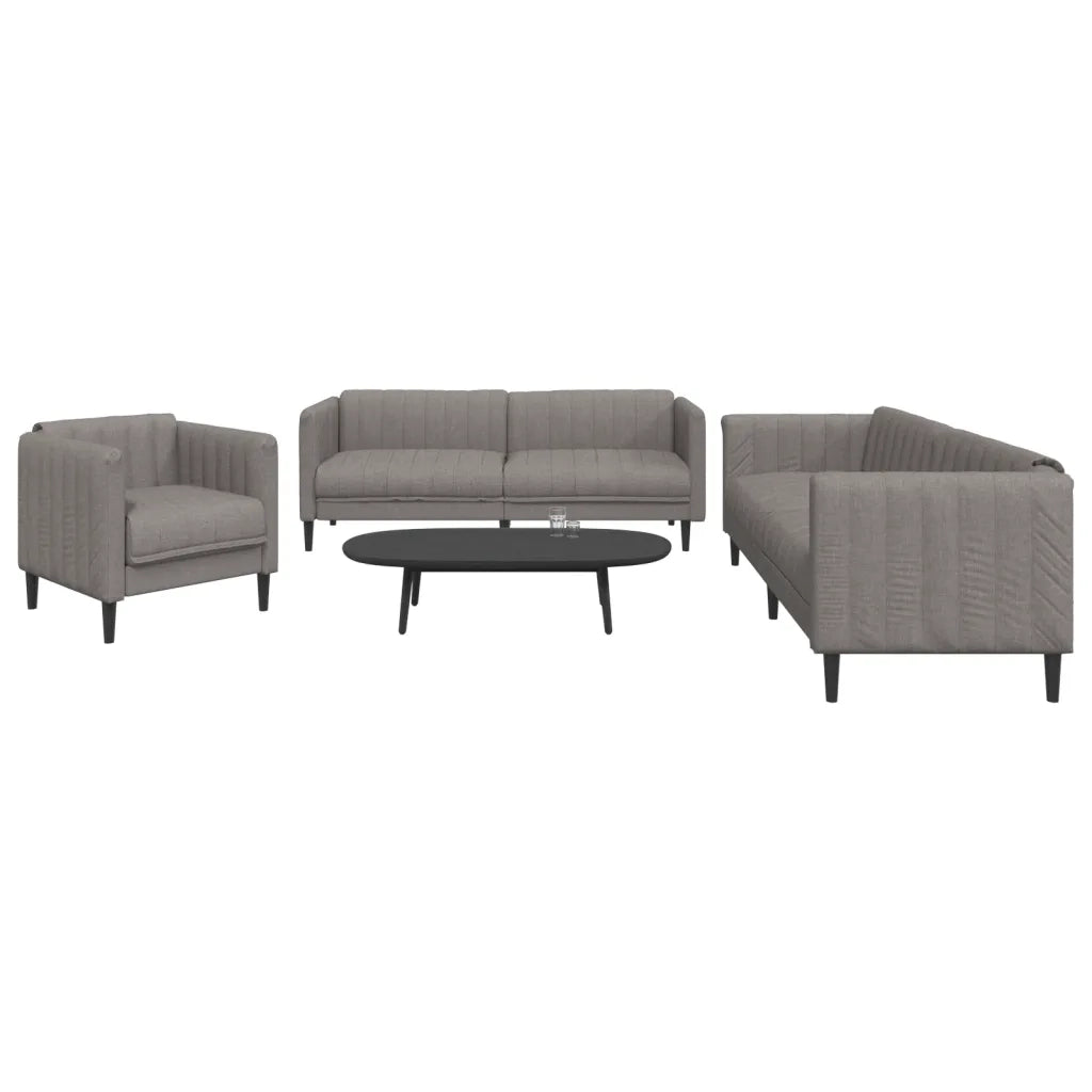Set di Divani 3 pz Tortora in Tessuto 3209234