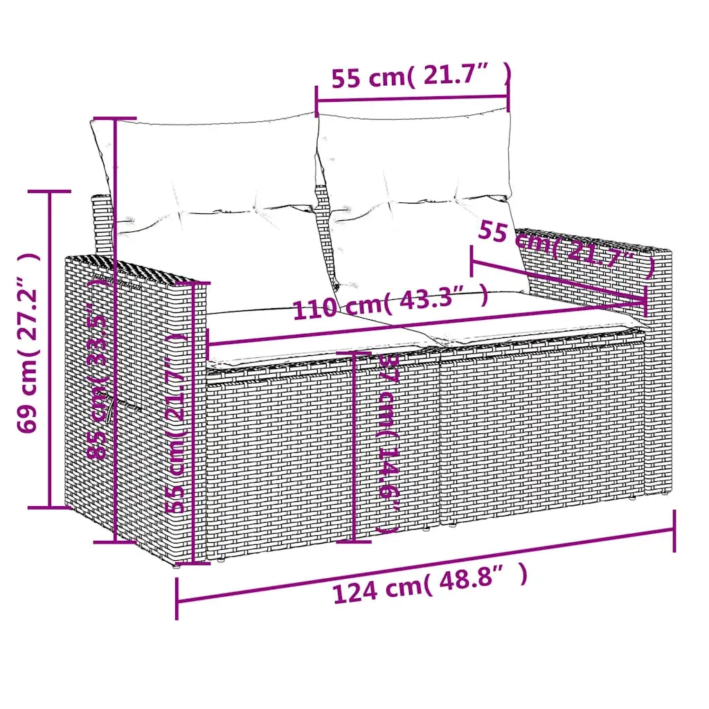 Set Divano da Giardino 5pz con Cuscini Grigio Chiaro Polyrattan 3220091