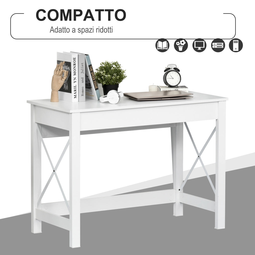Scrivania per Computer Moderna - Xylo - Legno e Metallo Bianco 105x50x76 cm