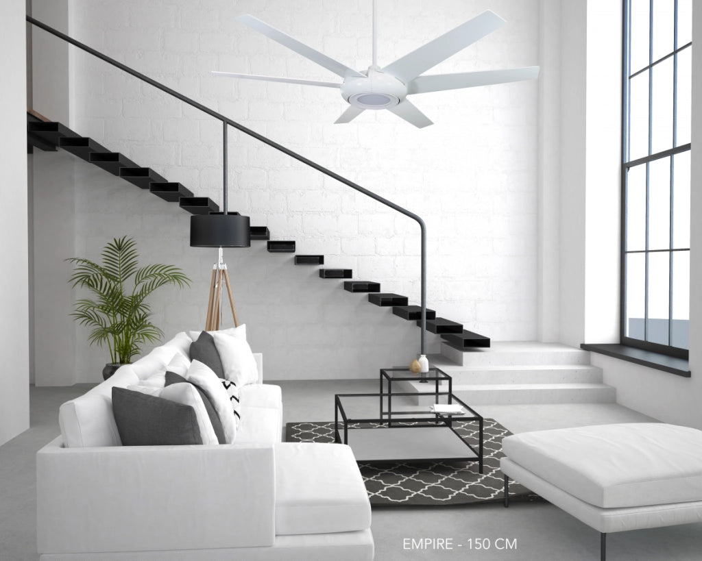 Vam Ventilatore da soffitto a risparmio energetico EMPIRE 153 cm bianco con luce a LED