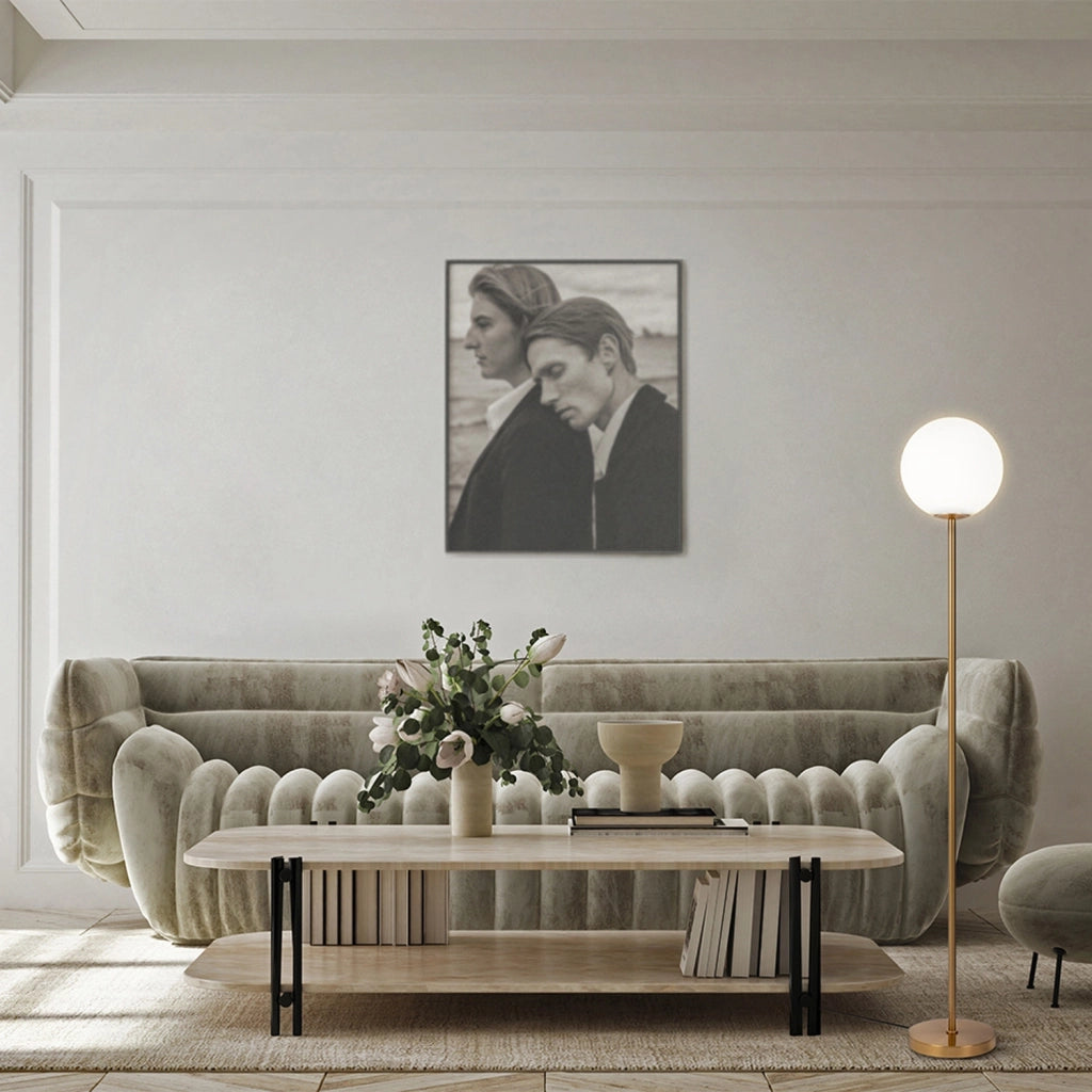 Piantana Contemporanea Ring Metallo Ottone 1 Luce Diffusore Bianco