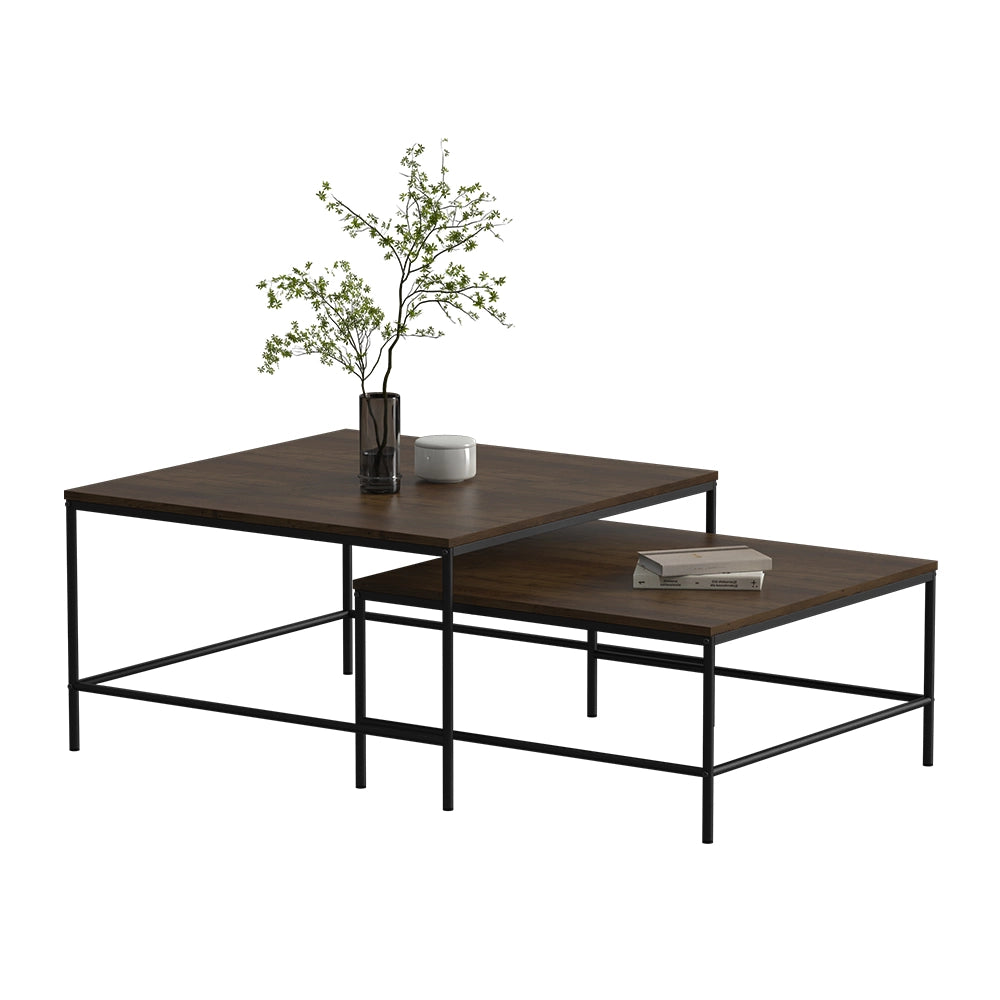 Vicco Tavolino da divano Rovere rustico 80 x 80 cm 2 parti