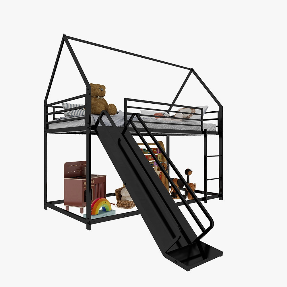Letto a castello casa - Xylo - 90x200 cm con scivolo