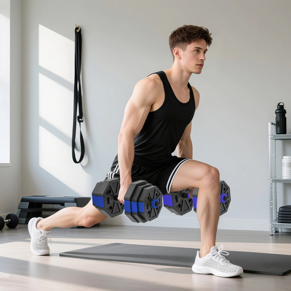 Set di Pesi da Palestra 6 in 1 ¨C Minimal ¨C Blu, Plastica e Sabbia