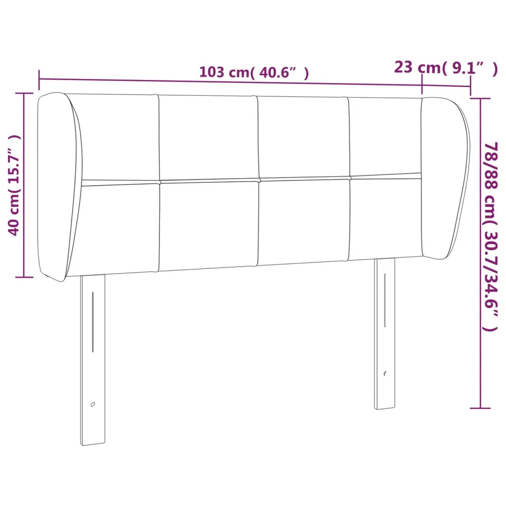Testiera ad Orecchio-Testata con Orecchie Nera 103x23x78/88 cm in Velluto 536609
