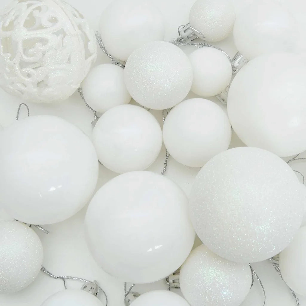 Set di Palle di Natale con 300 LED 120 pz-Decorazioni natalizie Bianco Plastica