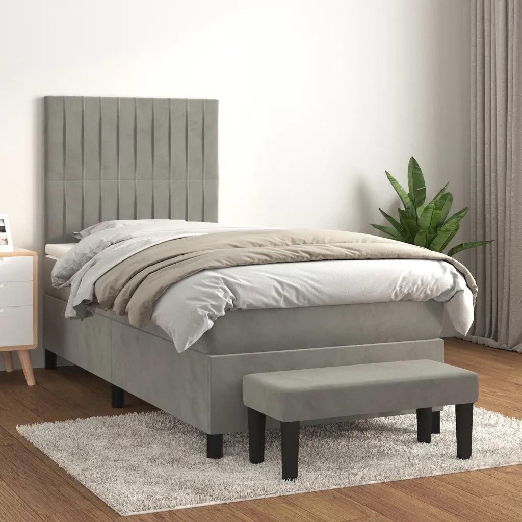 Giroletto a Molle con Materasso-Struttura Letto Grigio Chiaro 80x200 cm Velluto 508290