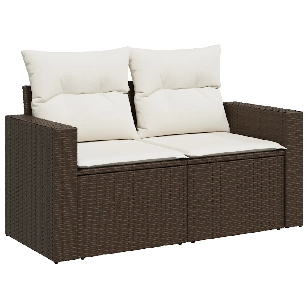 Set Divani da Giardino 11 pz con Cuscini Polyrattan Marrone 3274586
