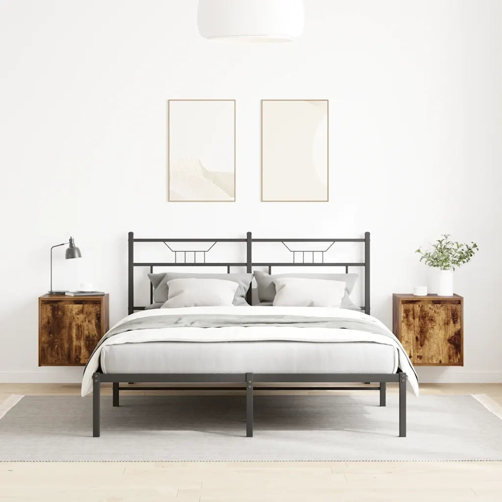 Comodini a Muro 2 pz-Set di 2 Tavolino da notte Rovere Fumo 38x34x40 cm 807258