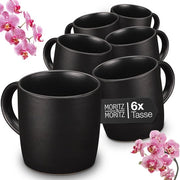 Set di 6 tazze da caffè in ceramica nera (300 ml)