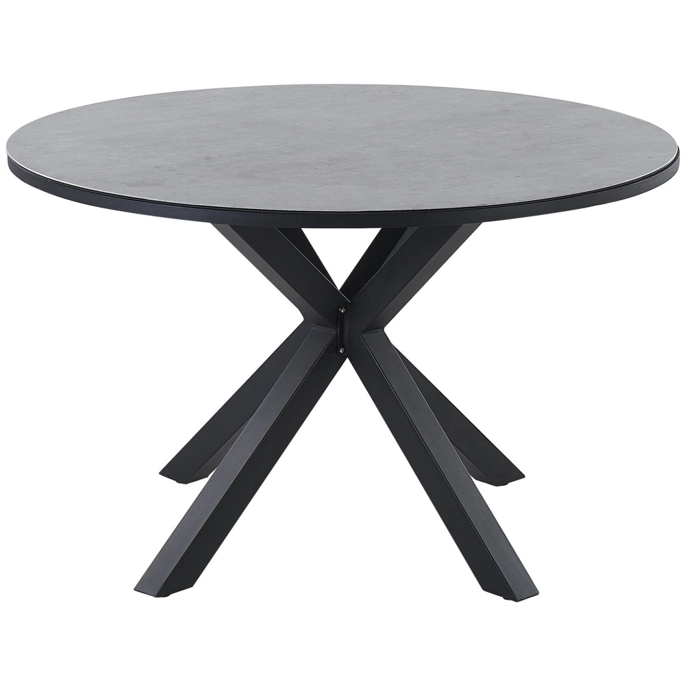Tavolo da giardino in alluminio e vetro nero e grigio ⌀ 120 cm