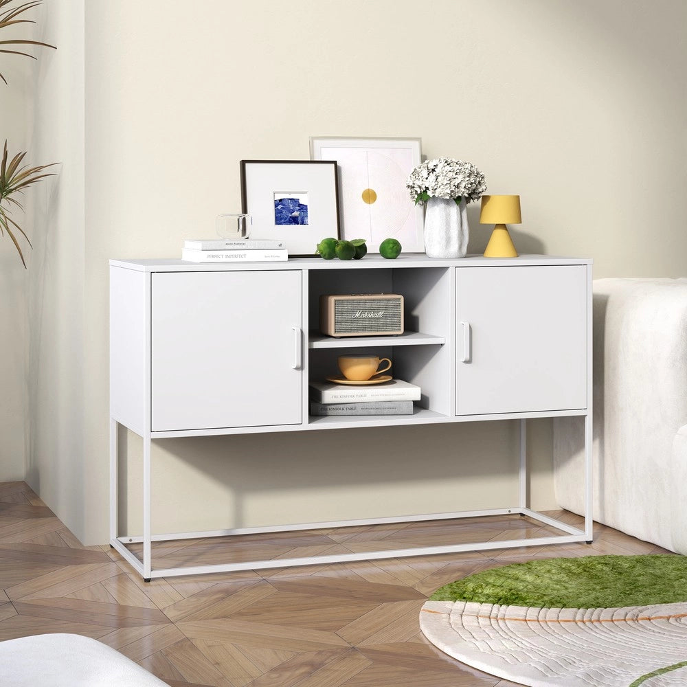 Credenza Buffet con Ante e Ripiani ¨C MINIMAL ¨C Bianco, Metallo, 120x75x40 cm