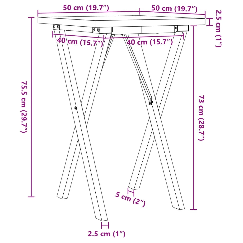 Tavolo da Pranzo Telaio a X 50x50x75,5 cm Legno Pino e Acciaio 3282757