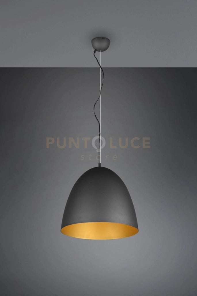 TILDA SOSPENSIONE METALLO CUPOLA NERA E ORO D.40CM 1 LUCE ATTACCO E27