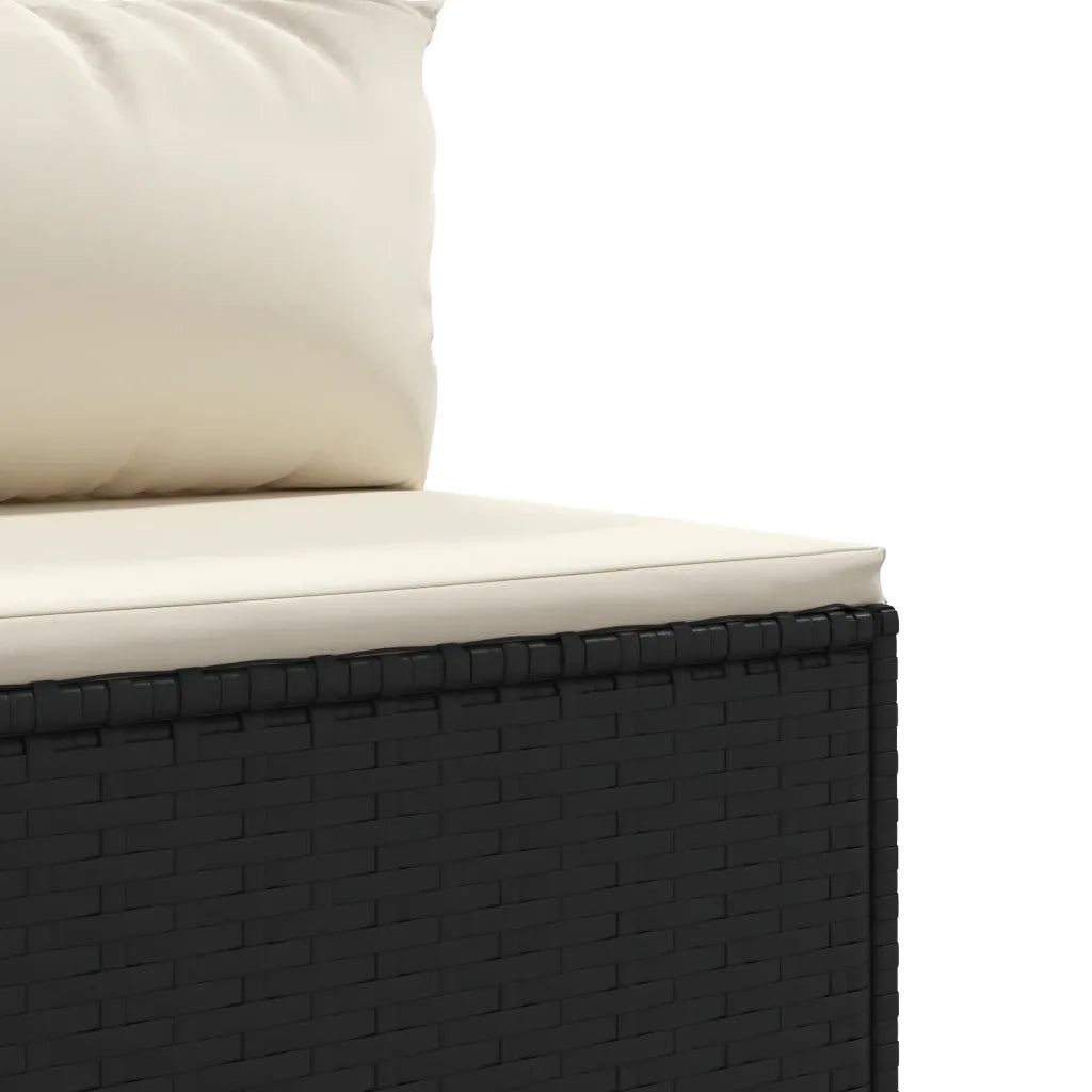 Set Divani da Giardino 5 pz con Cuscini Nero in Polyrattan