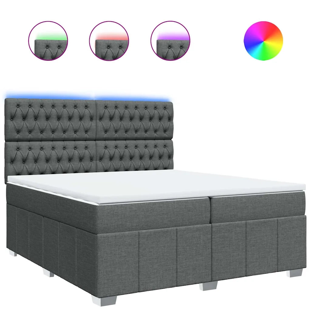 Giroletto a Molle con Materasso Grigio Scuro 200x200 cm Tessuto 3294083