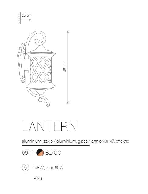 Applique esterna Nowodvorski Lantern rame E27 alluminio