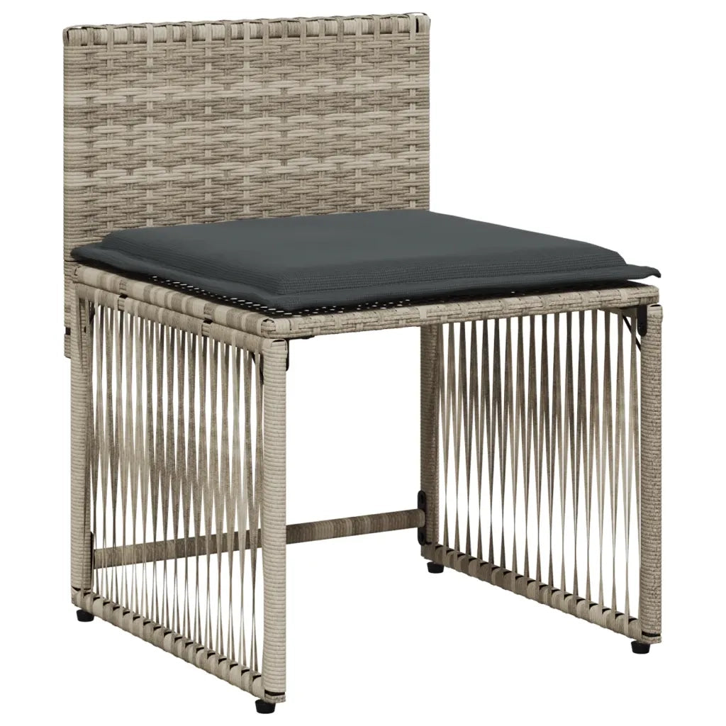 Set da Pranzo da Giardino 7 pz Cuscini Polyrattan Grigio Chiaro 369014