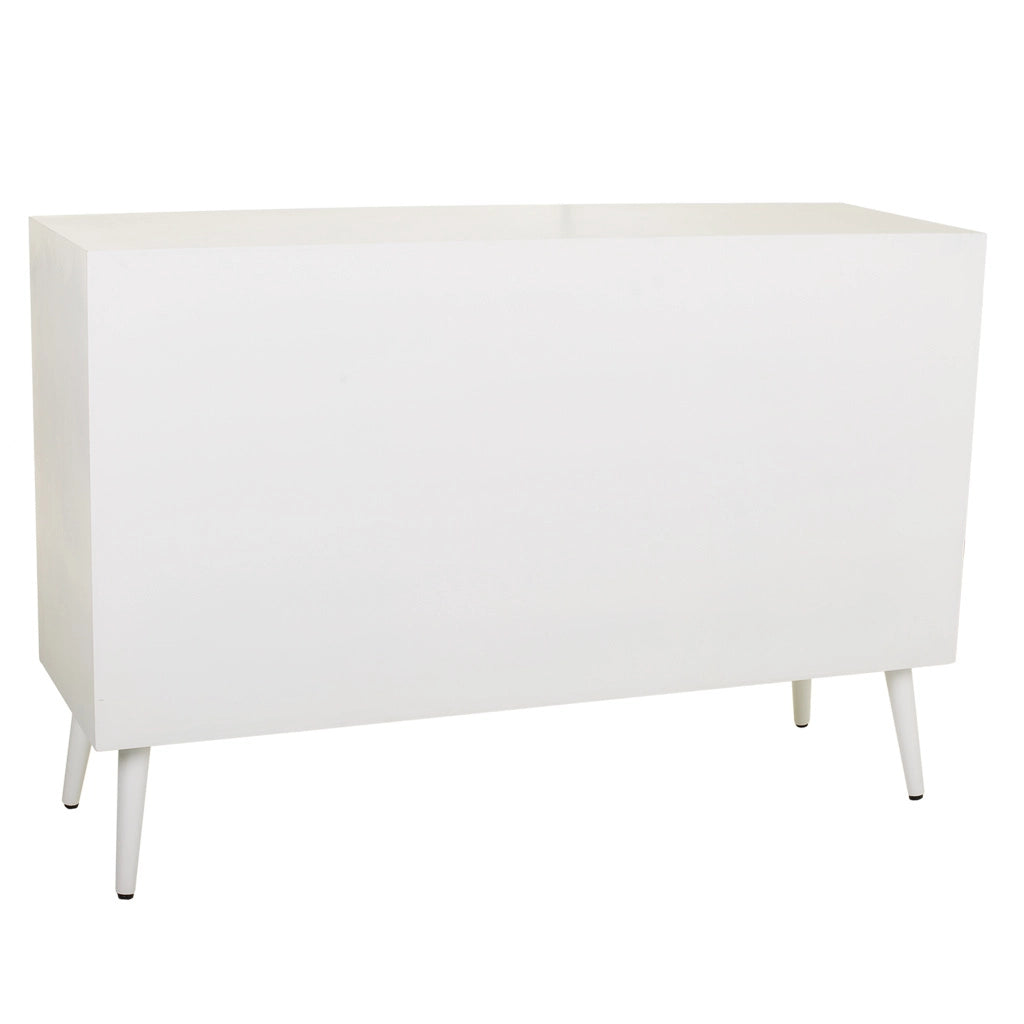 Credenza in legno e rete bianca 120x40,5x81h