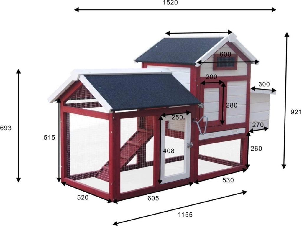 CASETTA PER GALLINE POLLAIO FORESTA IN LEGNO BICOLORE 152X62