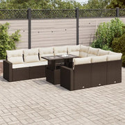 Set Divani da Giardino 11 pz con Cuscini Polyrattan Marrone 3326394