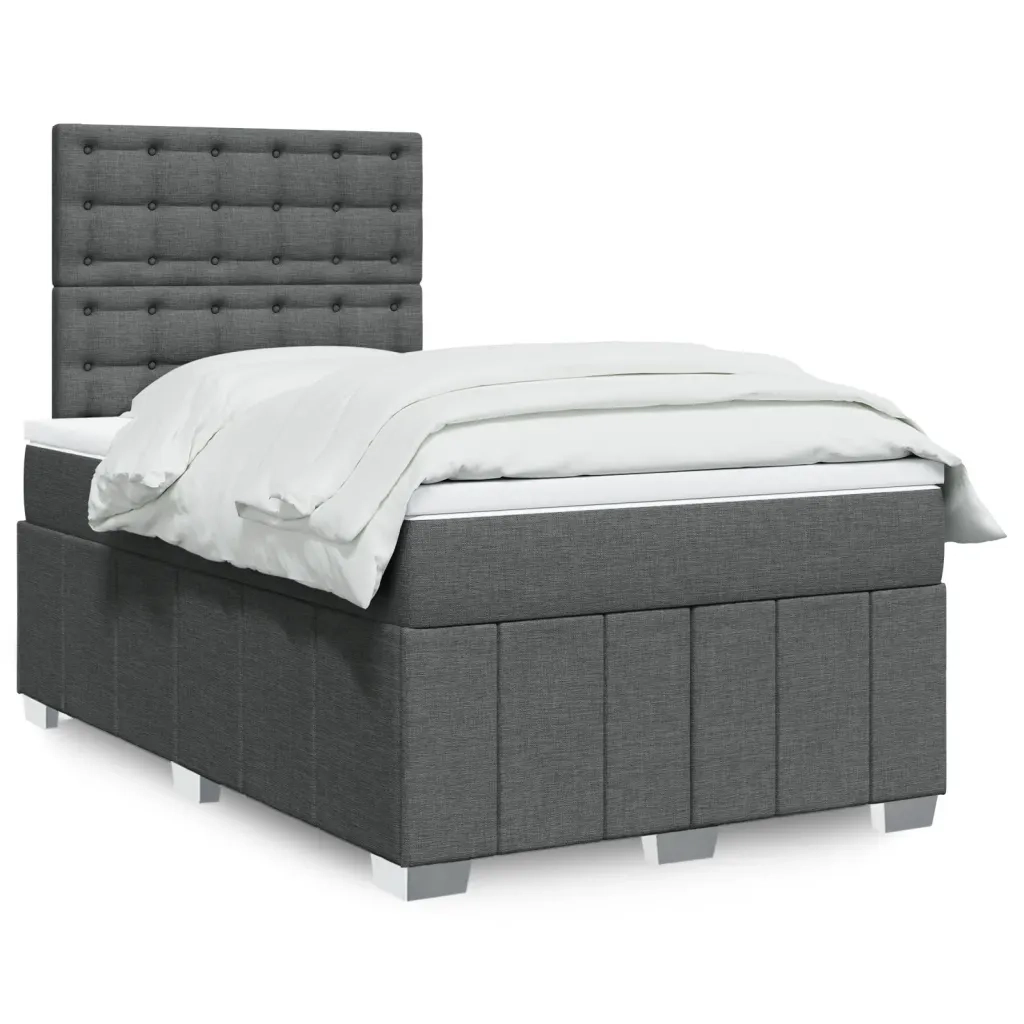 Giroletto a Molle con Materasso Grigio Scuro 120x200 cm Tessuto